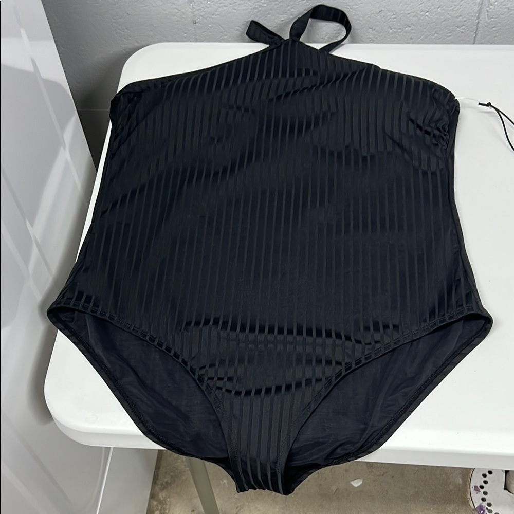 NWOT Women’s one piece, black swimsuit
